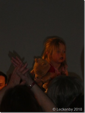 Summer dancing the night away with Pooh on her shoulder