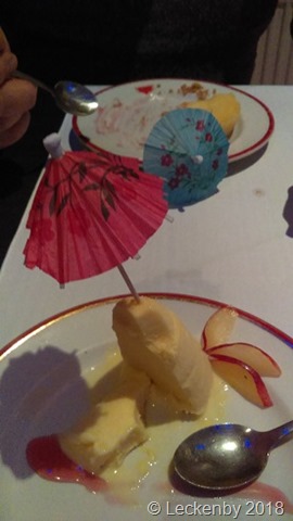 Puddings with his and hers umbrellas